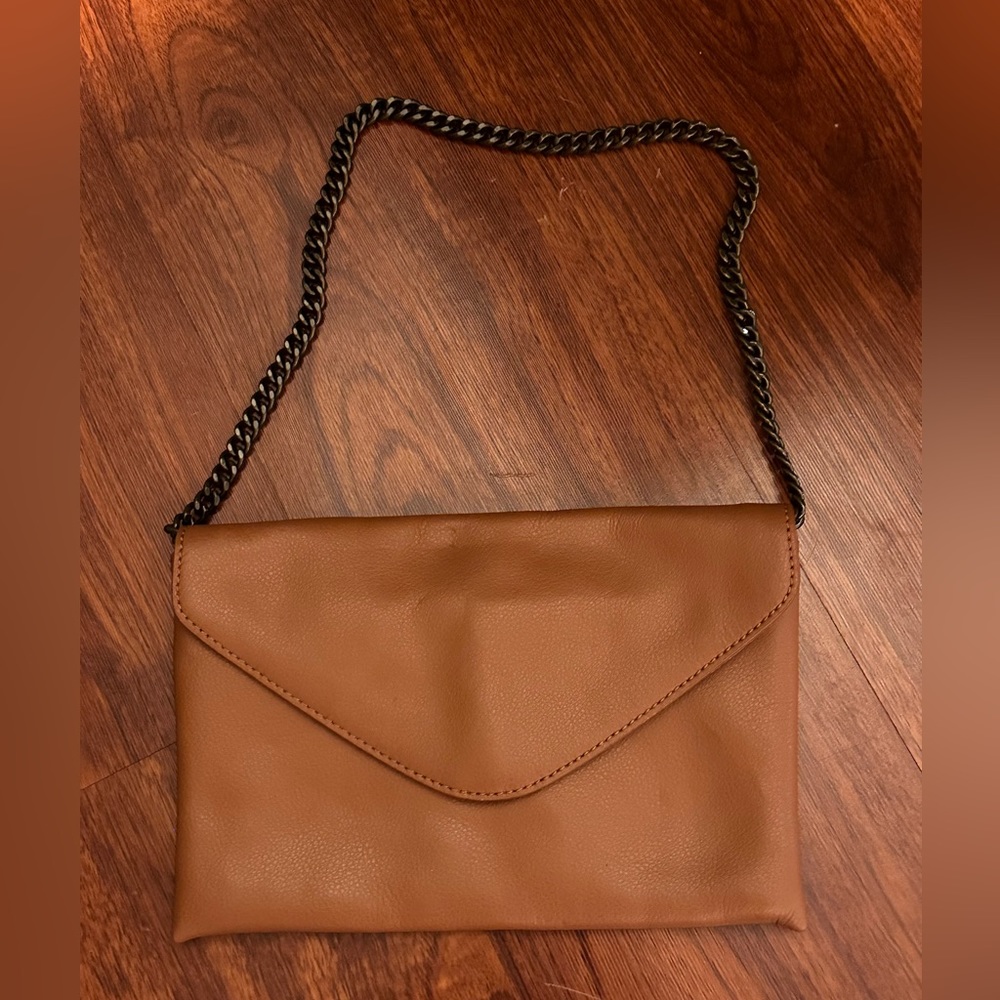 Jcrew brown leather envelope purse